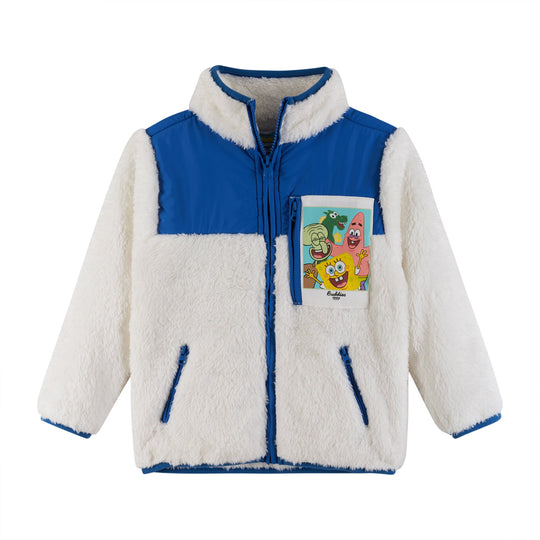 SpongeBob SquarePants™ x Andy & Evan® | Kids (2-7) Bikini Bottom Buddies Sherpa Jacket with Printed Patch Pocket