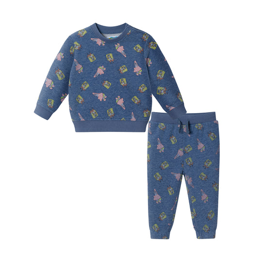 SpongeBob SquarePants™ x Andy & Evan® | Infant (9-24M) Spongebob French Terry Set | Navy
