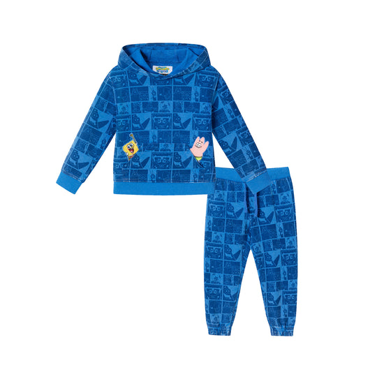 SpongeBob SquarePants™ x Andy & Evan® | Kids (2-7) Stone-Washed Character Collage Sweatshirt Set