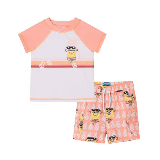 SpongeBob SquarePants™ x Andy & Evan® | Infant (9-12M) Pineapple Buddies Rash Guard Set