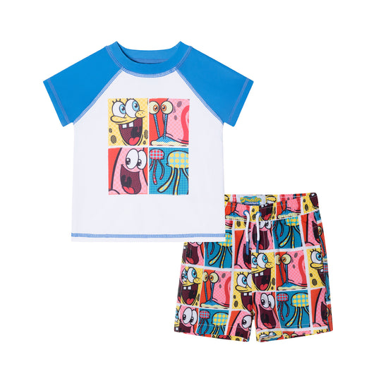 SpongeBob SquarePants™ x Andy & Evan® | Infant (9-24M) Pop Art Rash Guard Set