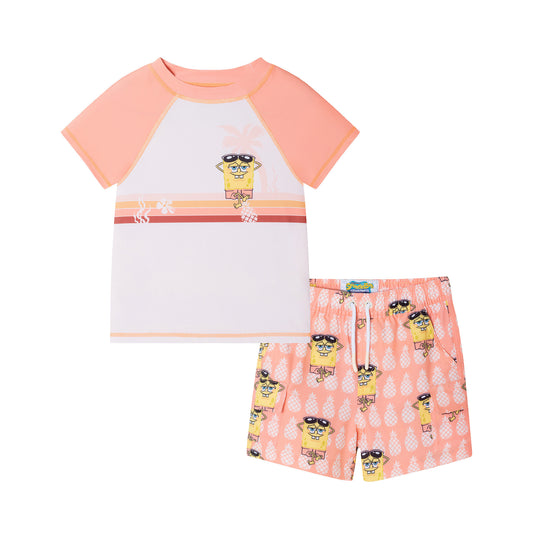 SpongeBob SquarePants™ x Andy & Evan® | Kids (2-7) Pineapple Buddies Rash Guard Set