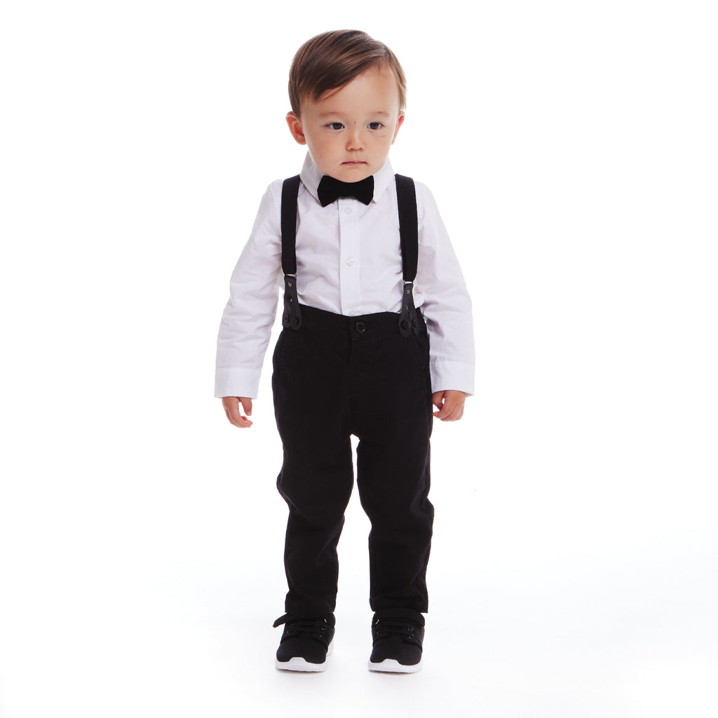 Infant Suspenders Bowtie Set | White - Andy & Evan