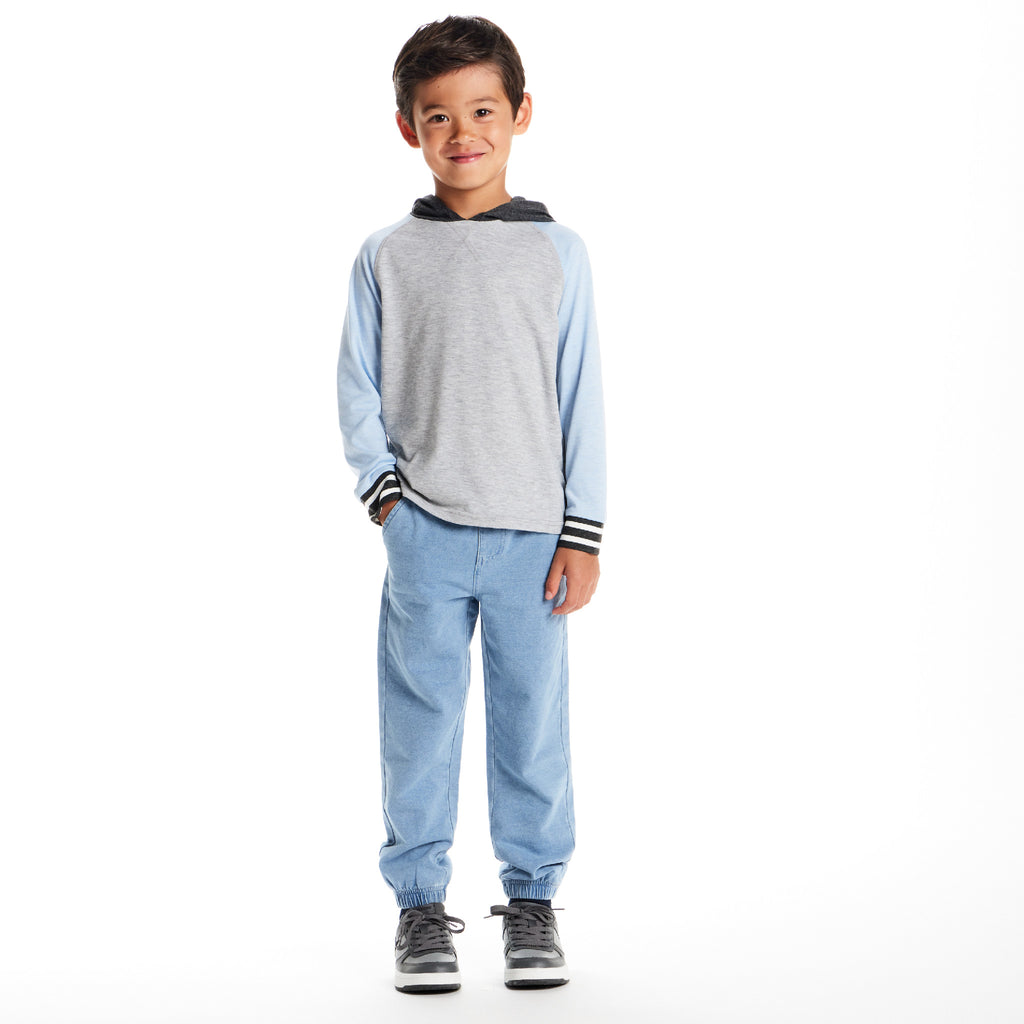 Kids Lightweight Raglan Hoodie Tee | Light Blue - Andy & Evan