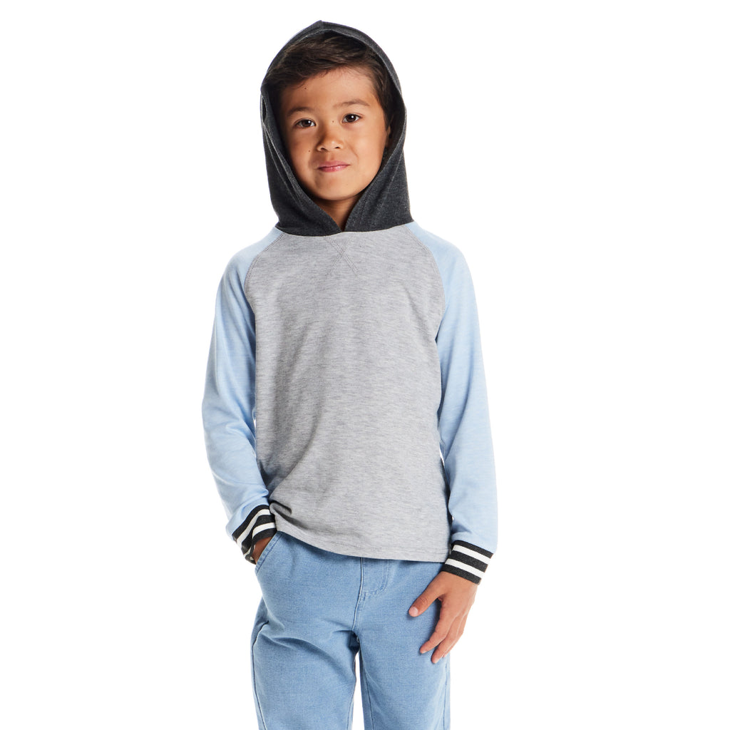 Kids Lightweight Raglan Hoodie Tee | Light Blue - Andy & Evan