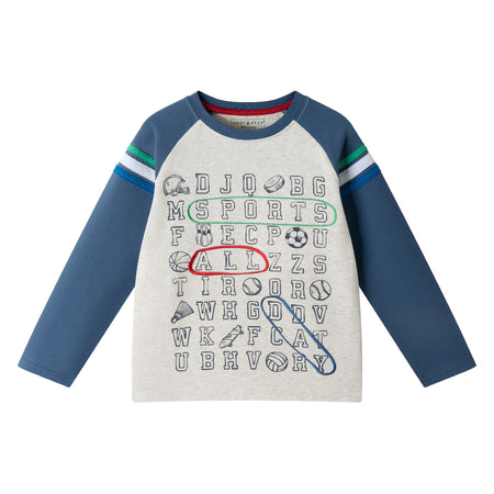 トップス cvtvlist OLD ALPHABET LONGSLEEVE TEE Kids (2-7) Grey Long Sleeve Raglan Color Blocked Alphabet Tee