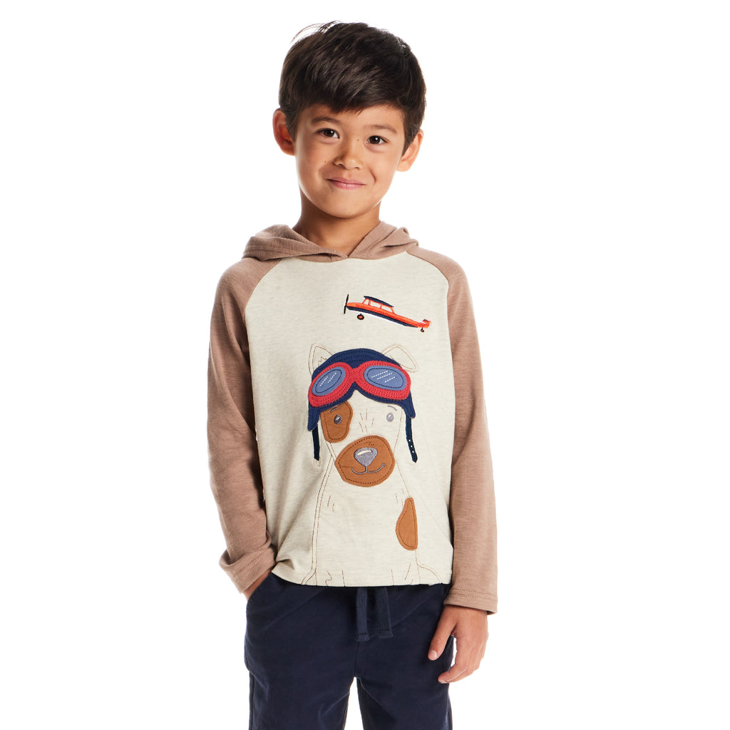 Kids Hooded Long Sleeve Tee | Dog Pilot - Andy & Evan