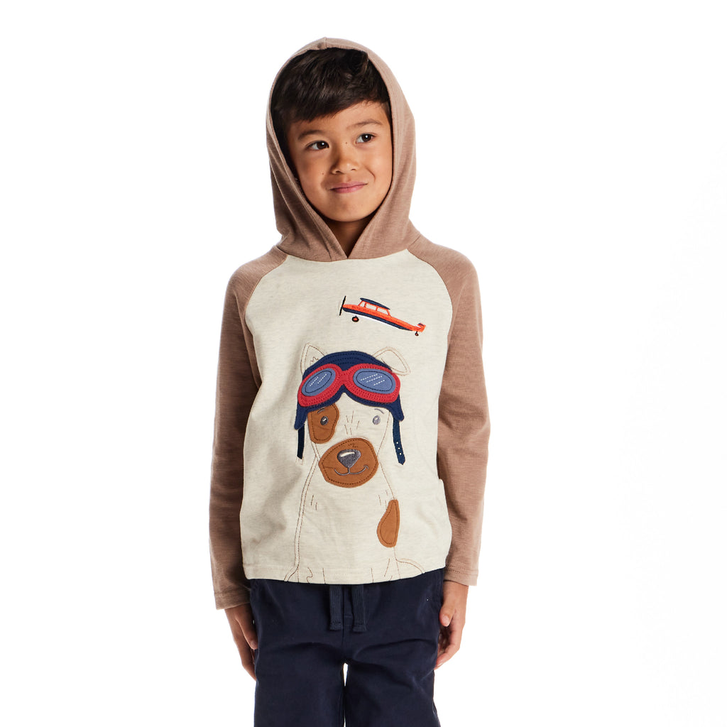 Kids Hooded Long Sleeve Tee | Dog Pilot - Andy & Evan