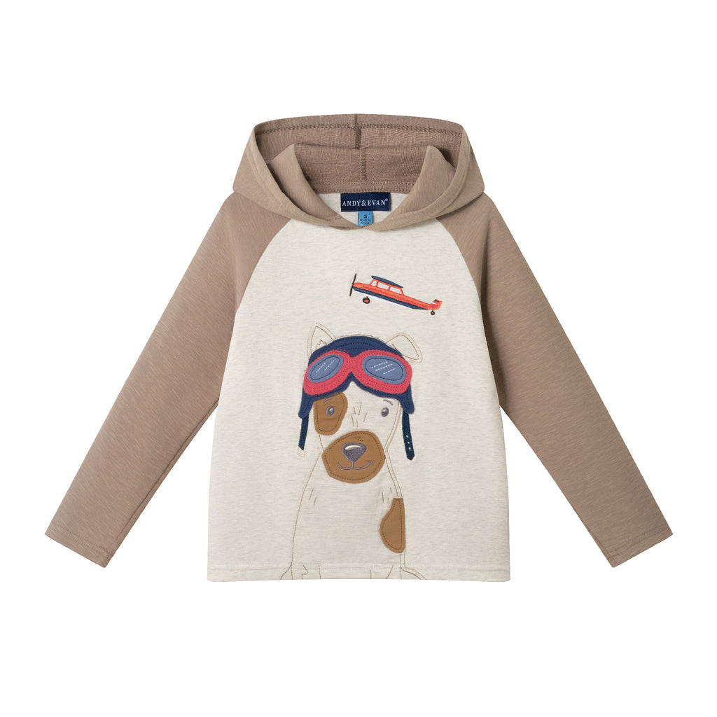 Kids Hooded Long Sleeve Tee | Dog Pilot - Andy & Evan