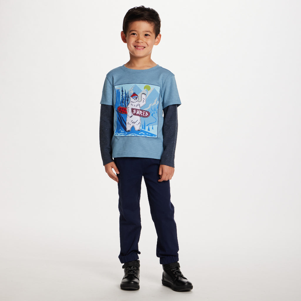 Kids Long Sleeve Graphic Tee | Shredding Bear - Andy & Evan