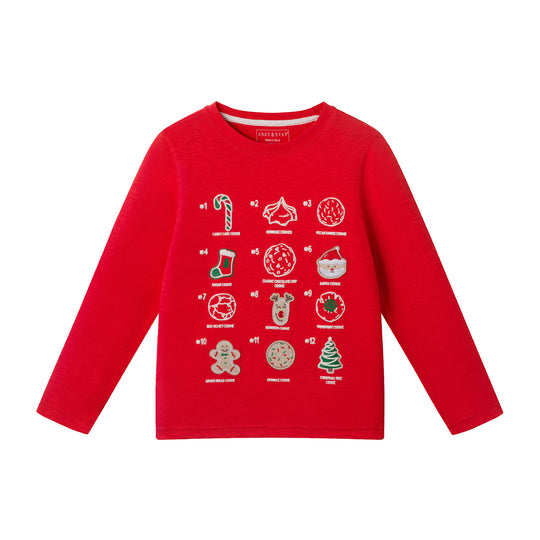 Kids Holiday Graphic Tee | Red Cookies