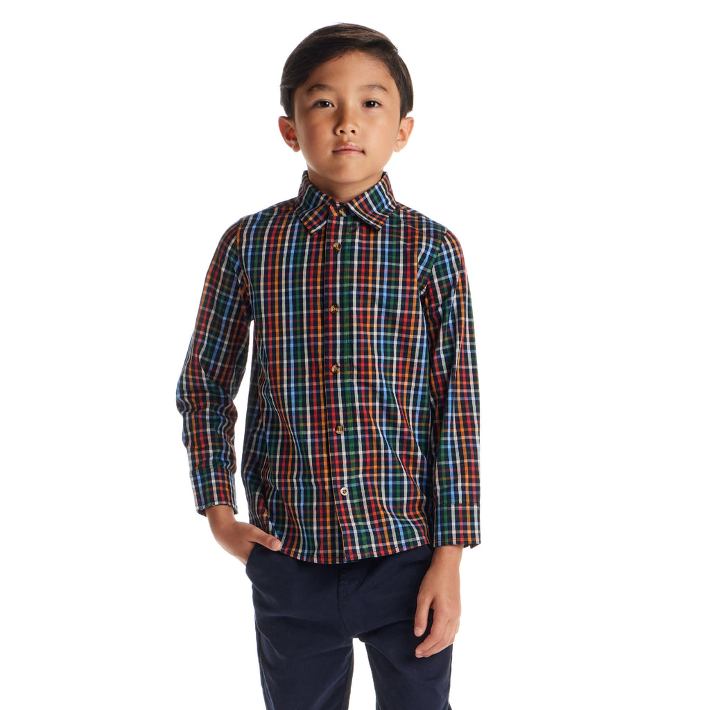 Kids Buttondown Shirt | Navy Plaid - Andy & Evan