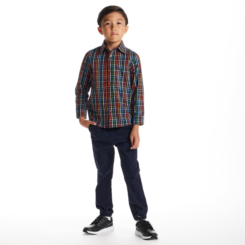 Kids Buttondown Shirt | Navy Plaid - Andy & Evan