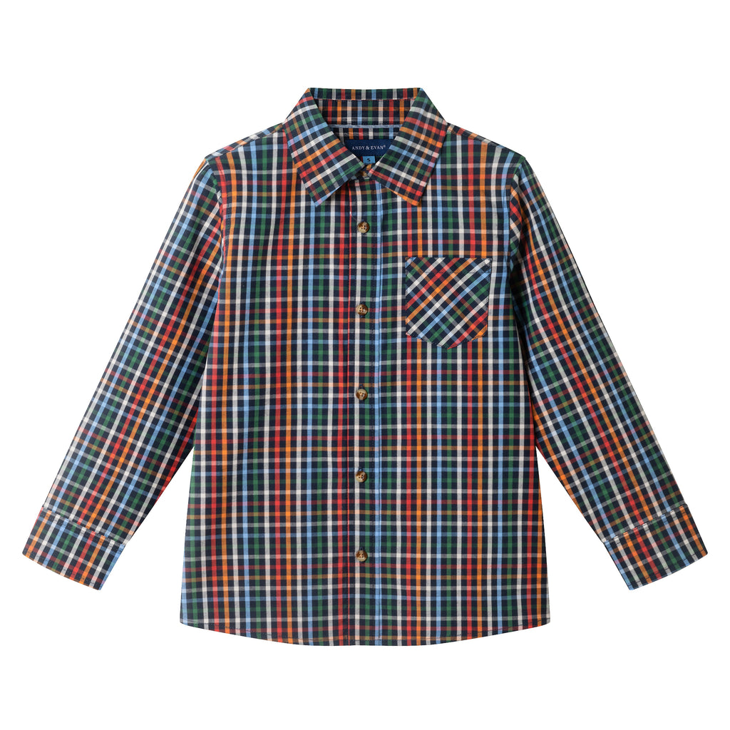 Kids Buttondown Shirt | Navy Plaid - Andy & Evan