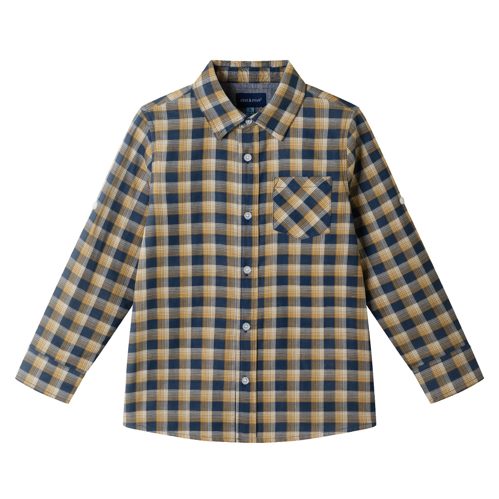 Kids Double-Faced Buttondown | Blue Plaid - Andy & Evan