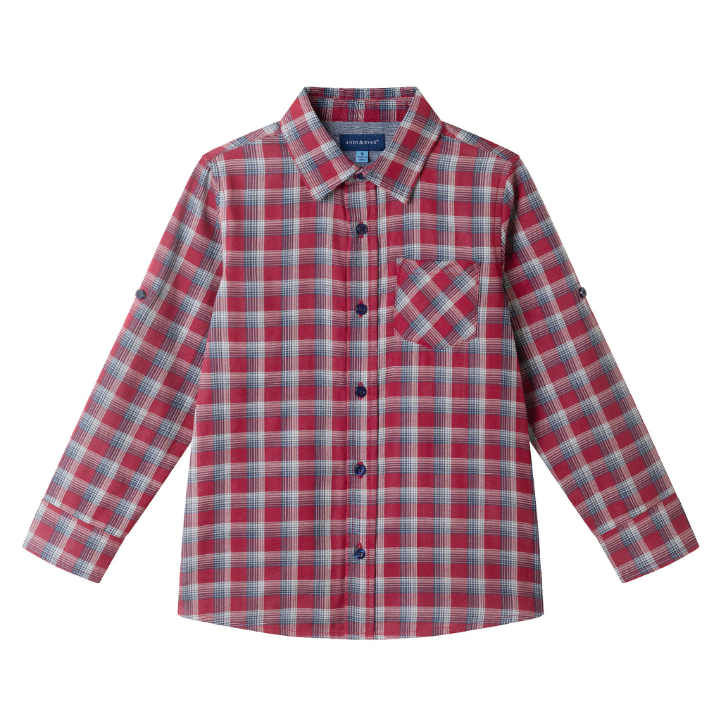 Kids Double-Faced Buttondown | Red Plaid - Andy & Evan