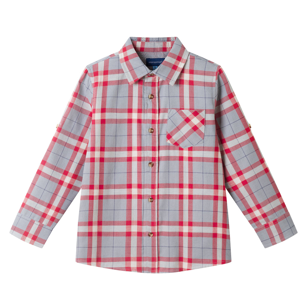 Kids Plaid Flannel Buttondown | Red Plaid - Andy & Evan