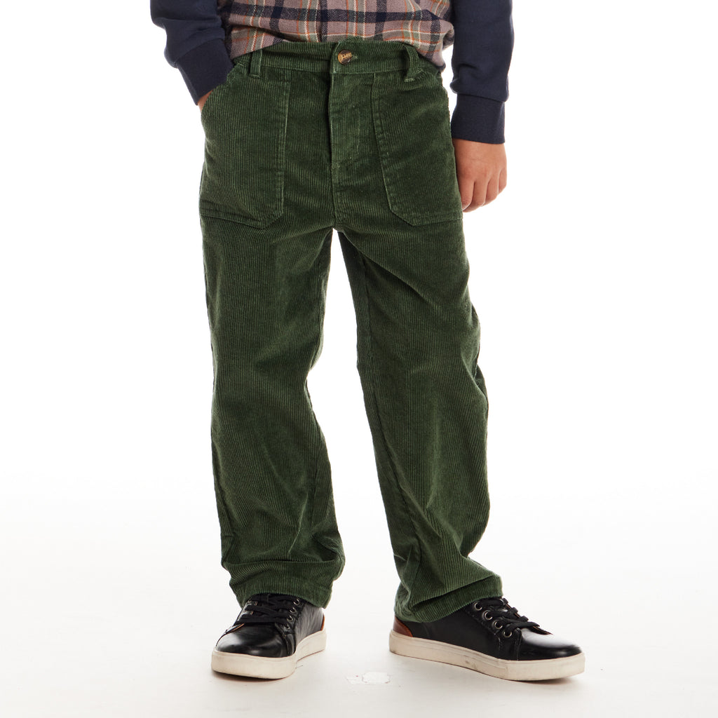 Kids Wide Leg Corduroy Pants | Green - Andy & Evan