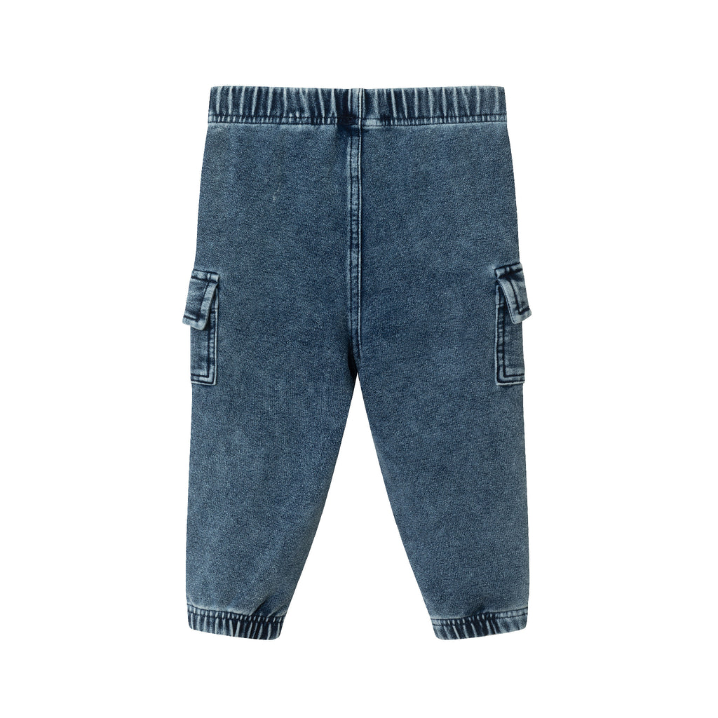 Infant Knit Denim Jogger | Blue Cargo - Andy & Evan
