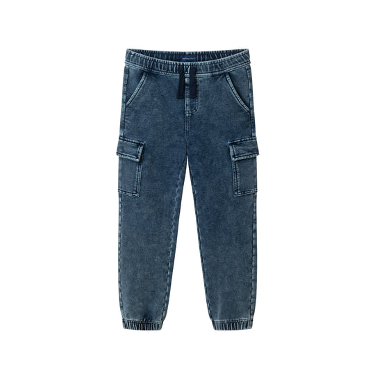 Kids Knit Denim Cargo Jogger| Blue