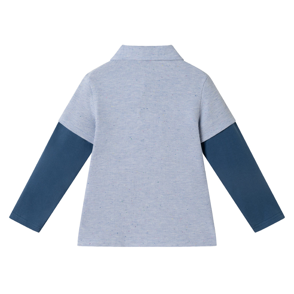 Kids Two-Fer Waffle Polo | Lt Blue Nep - Andy & Evan