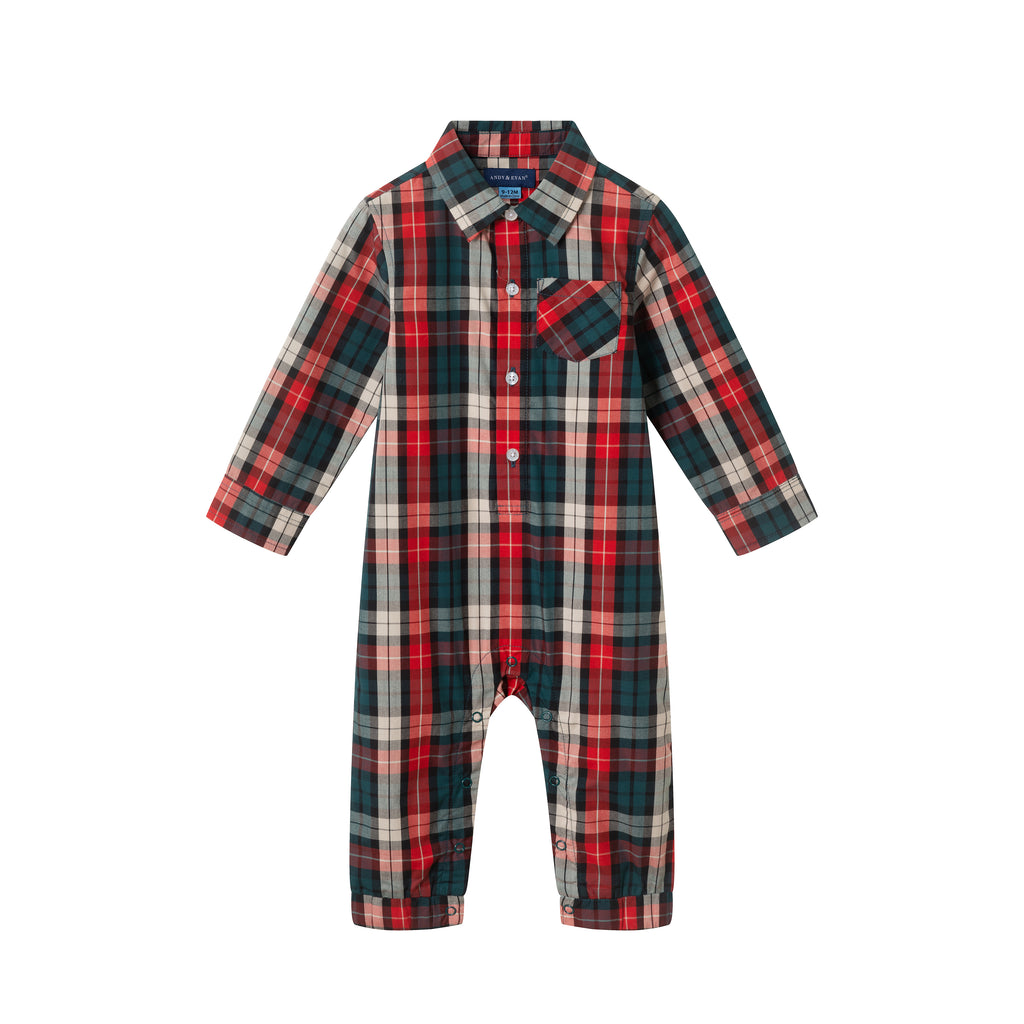 Infant Plaid Shirtall | Red Holiday - Andy & Evan