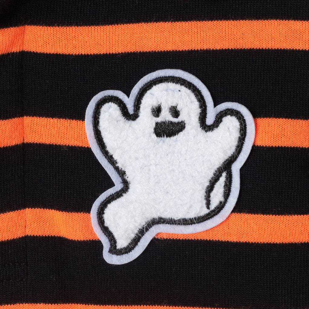 Kids Halloween Rugby Polo | Ghost Patch (Black/Orange) - Andy & Evan