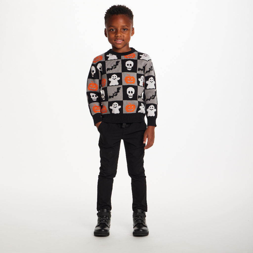 Kids Graphic Sweater | Spooky Sqaures - Andy & Evan