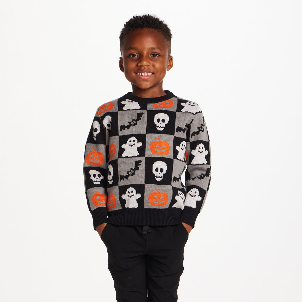 Kids Graphic Sweater | Spooky Sqaures - Andy & Evan
