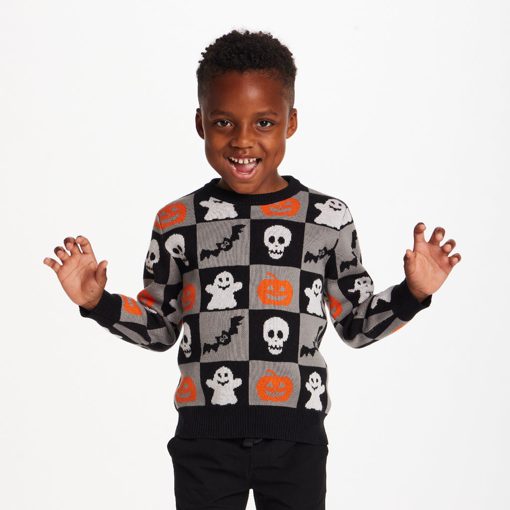 Kids Graphic Sweater | Spooky Sqaures - Andy & Evan