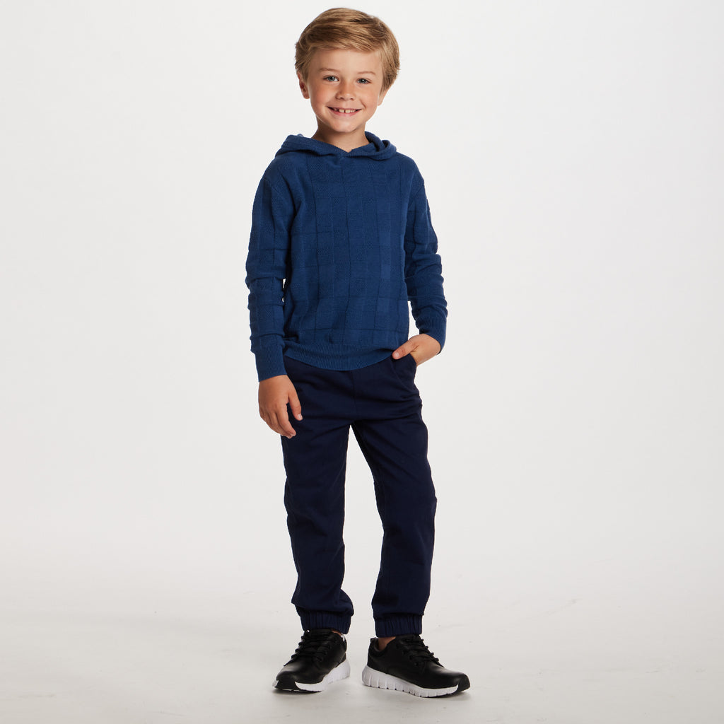 Kids Hooded Sweater | Blue Checkered - Andy & Evan