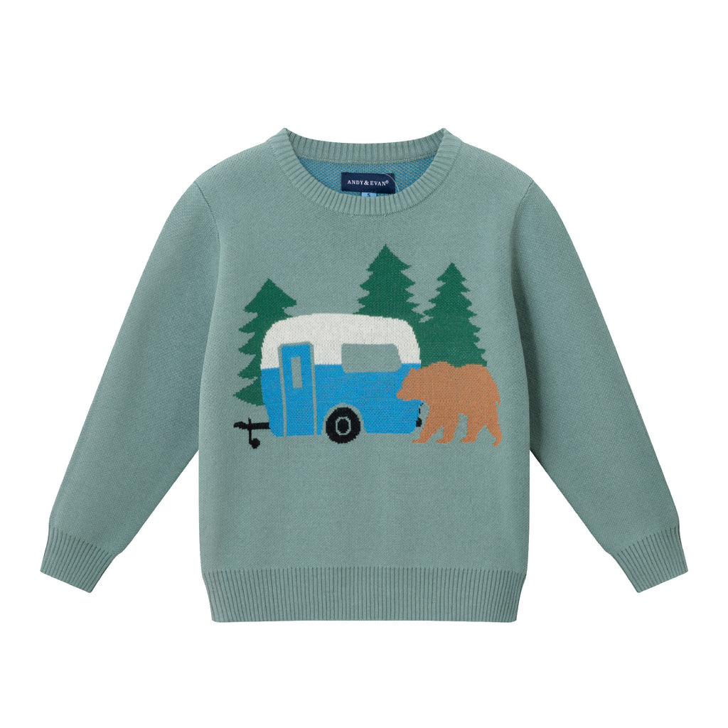 Kids Graphic Sweater | Green Camper - Andy & Evan