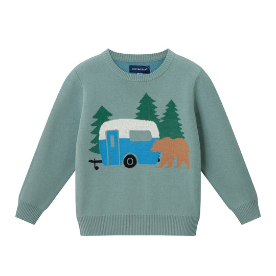 Kids Graphic Sweater | Green Camper