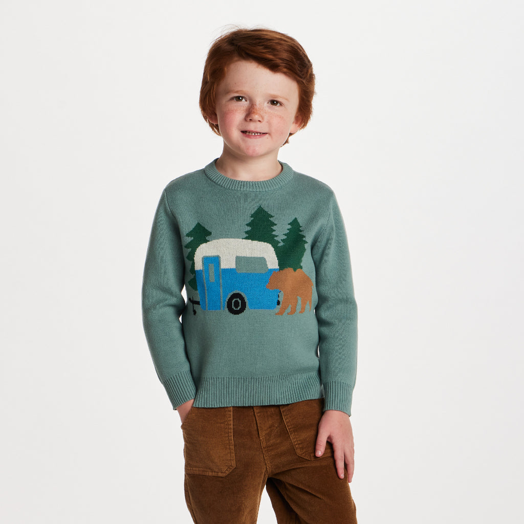 Kids Graphic Sweater | Green Camper - Andy & Evan