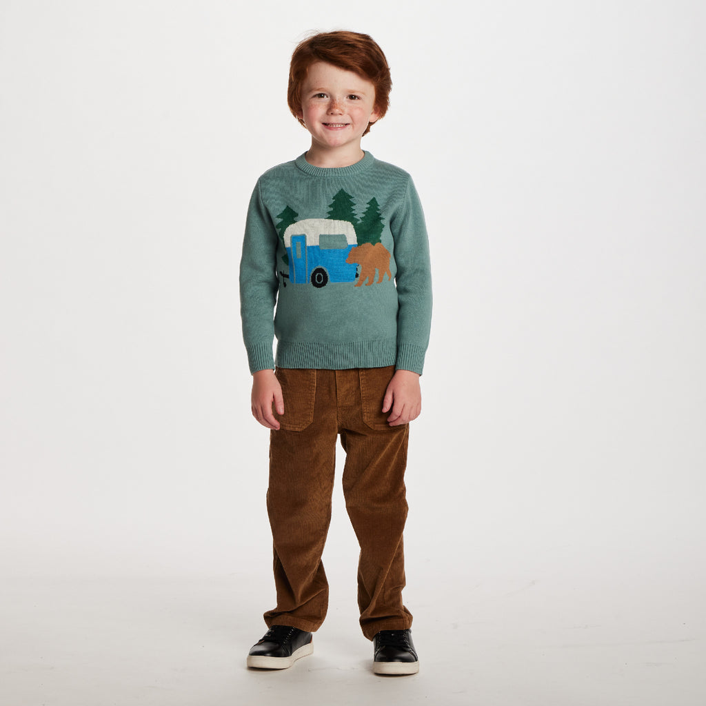 Kids Graphic Sweater | Green Camper - Andy & Evan