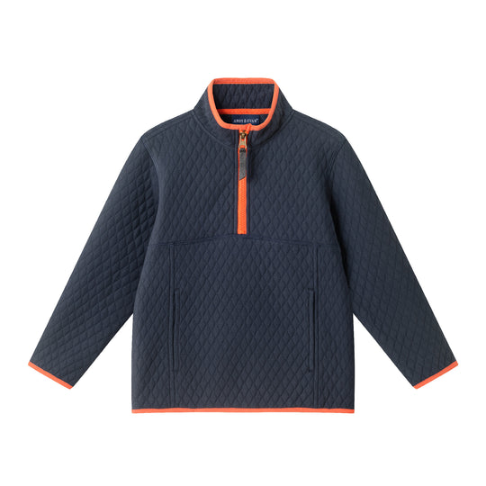 Kids Diamond Quilted Quarter-Zip Pullover | Navy