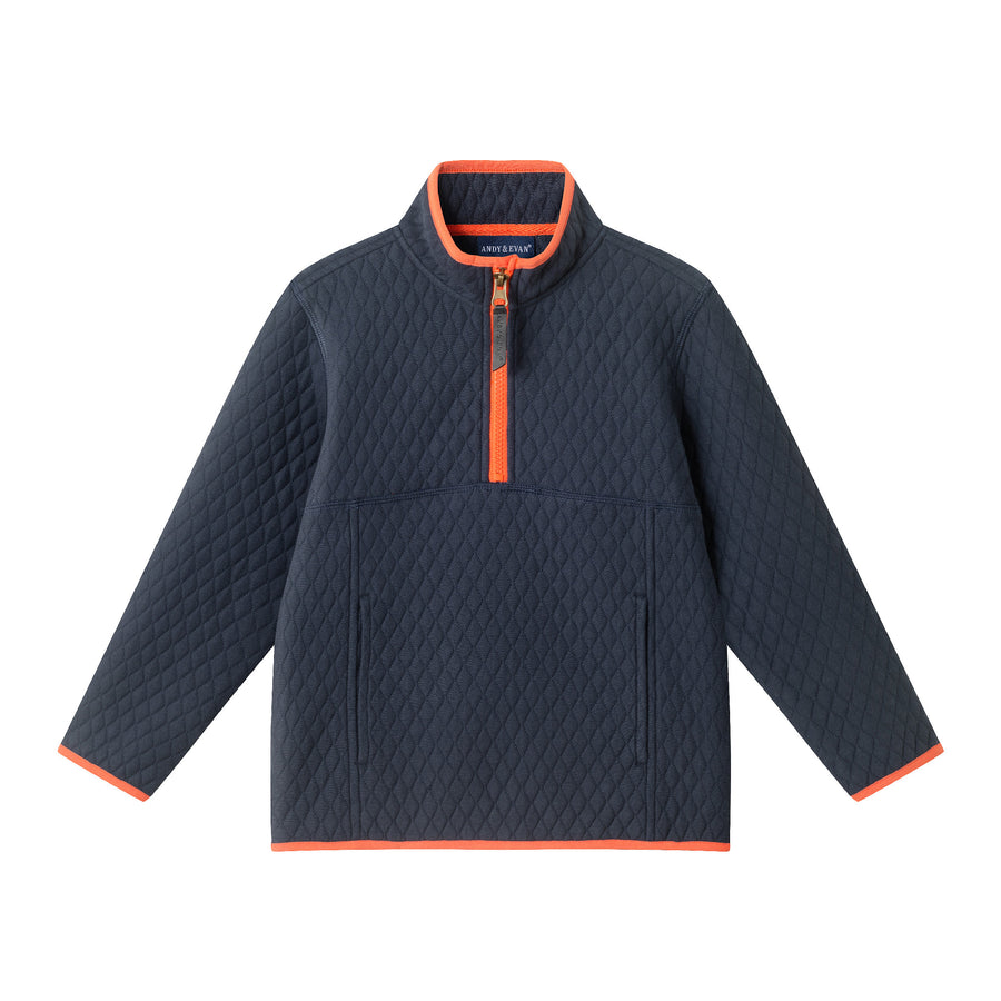 Kids (2 - 8) Quilted Quarter Zip Pullover - Navy - Andy & Evan