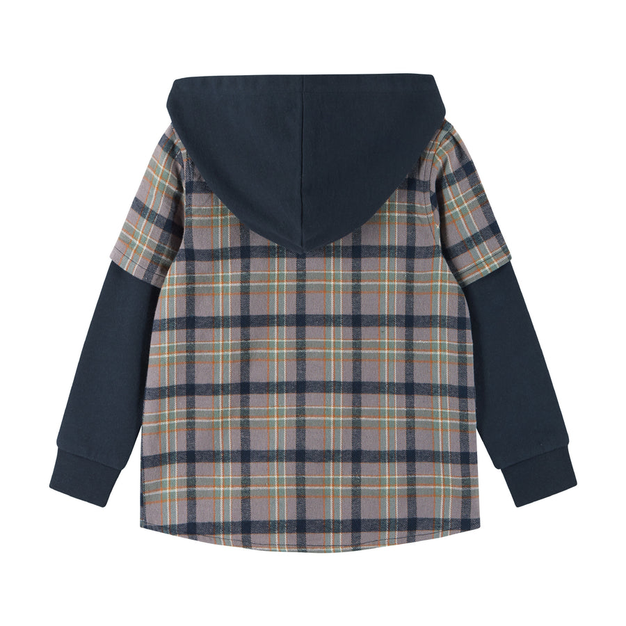 Kids Brown Plaid Twofer Hoodie for Boys | Andy And Evan – Andy & Evan
