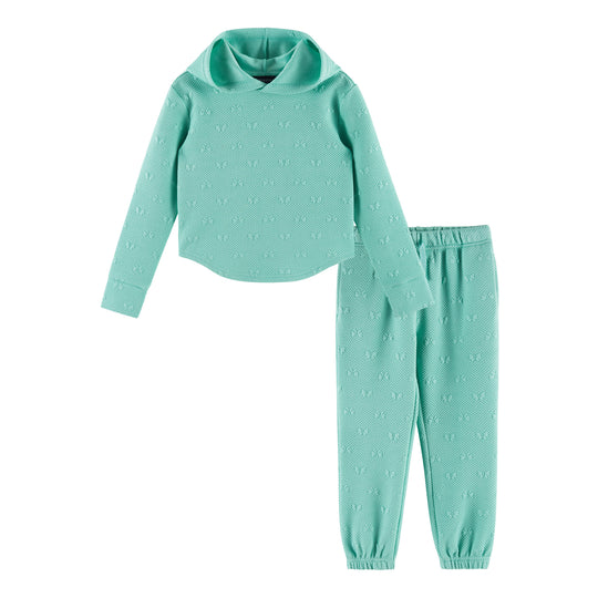 Kids Embossed Lounge Set | Aqua Bows