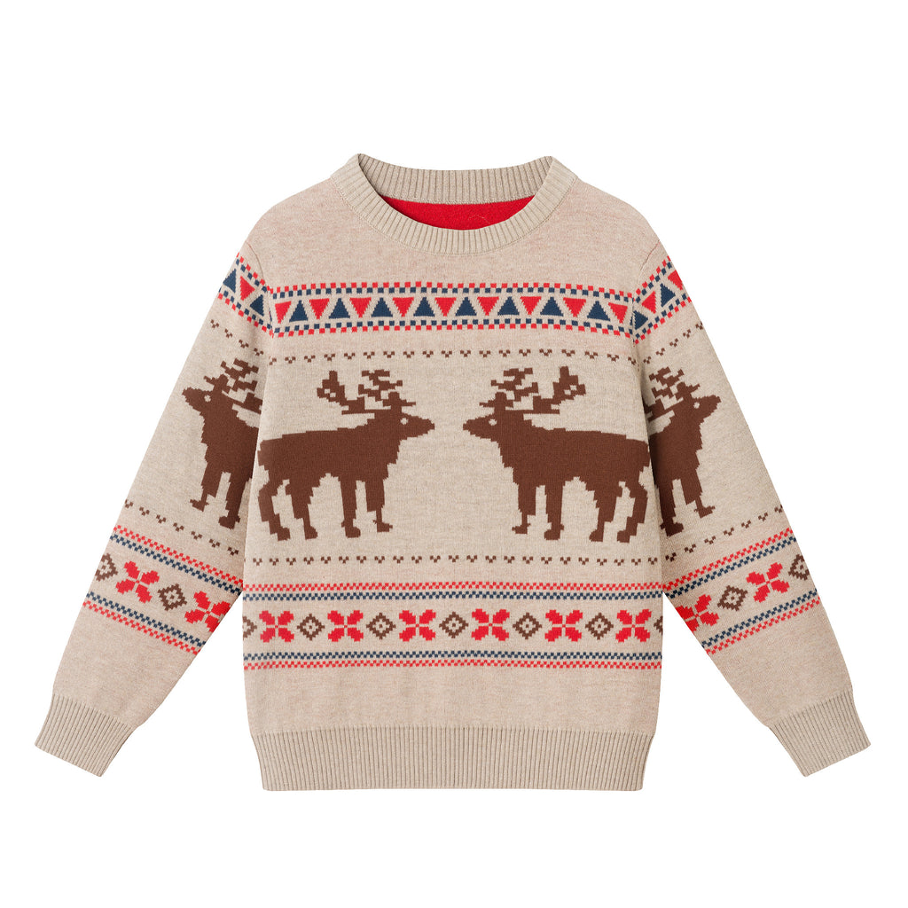 Kids Fair Isle Sweater & Twill Pant Set | Moose Motif - Andy & Evan