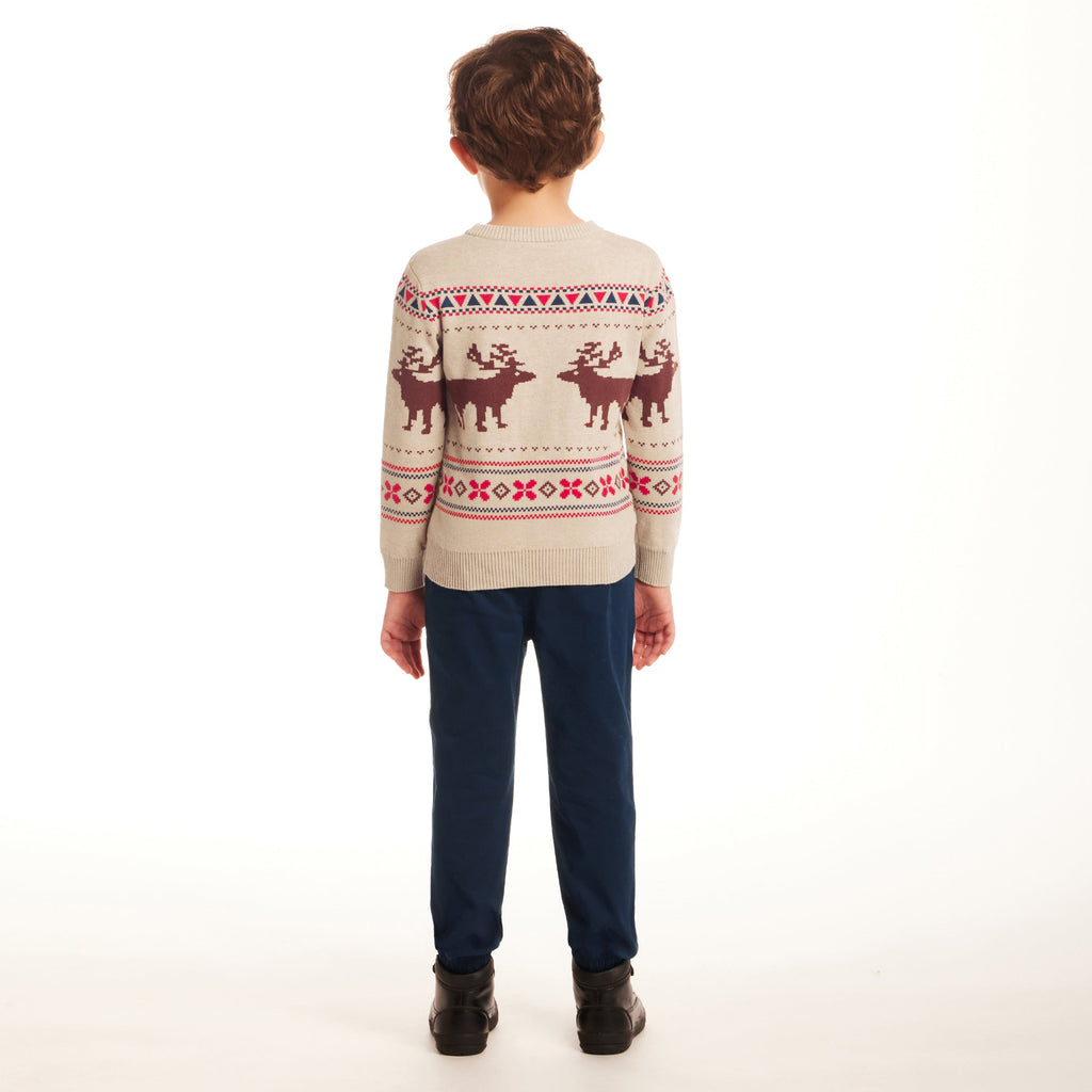 Kids Fair Isle Sweater & Twill Pant Set | Moose Motif - Andy & Evan