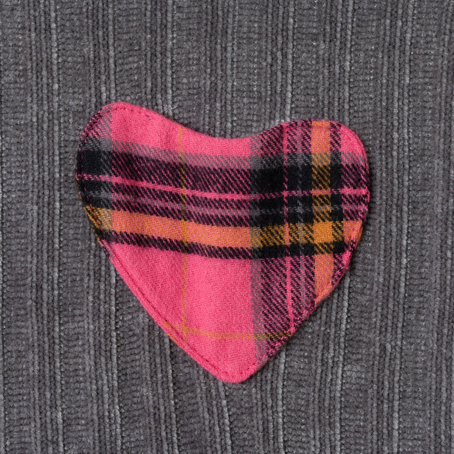 Kids Knit Top Plaid Skirt Dress | Grey & Pink Heart | Girls | Size 5