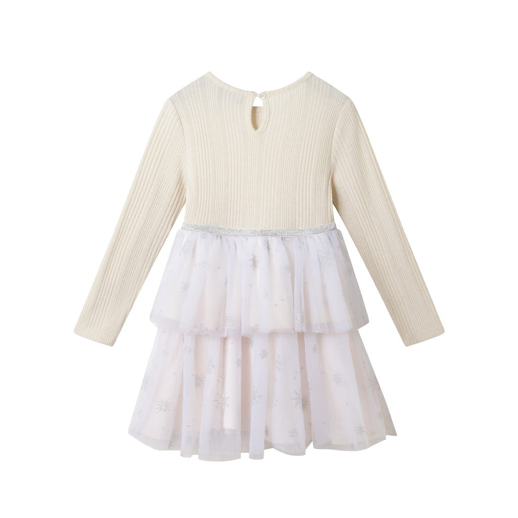 Kids Tulle Tiered Dress | White Snowflake - Andy & Evan
