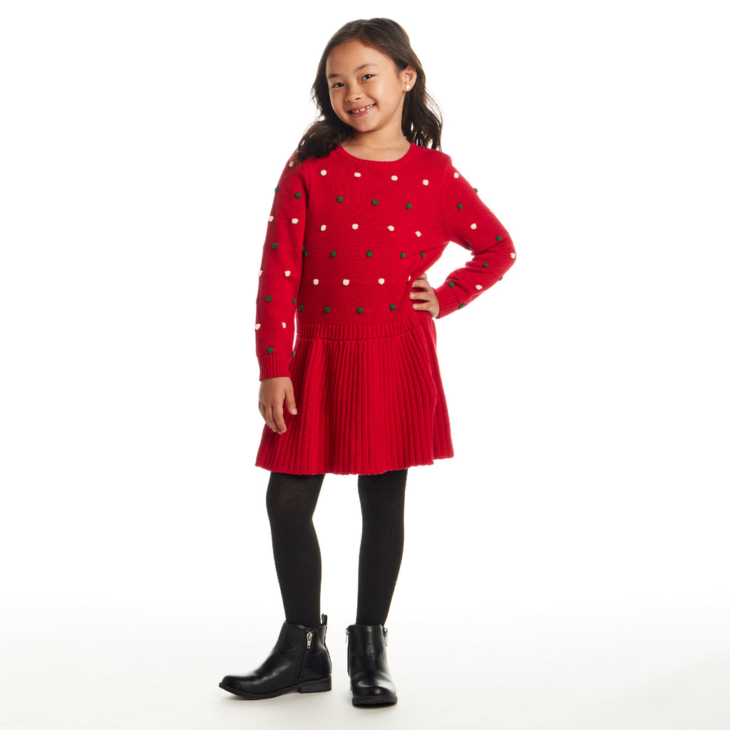 Kids (3T & 6X) Red Knit Twofer Dress | Festive Dot - Andy & Evan