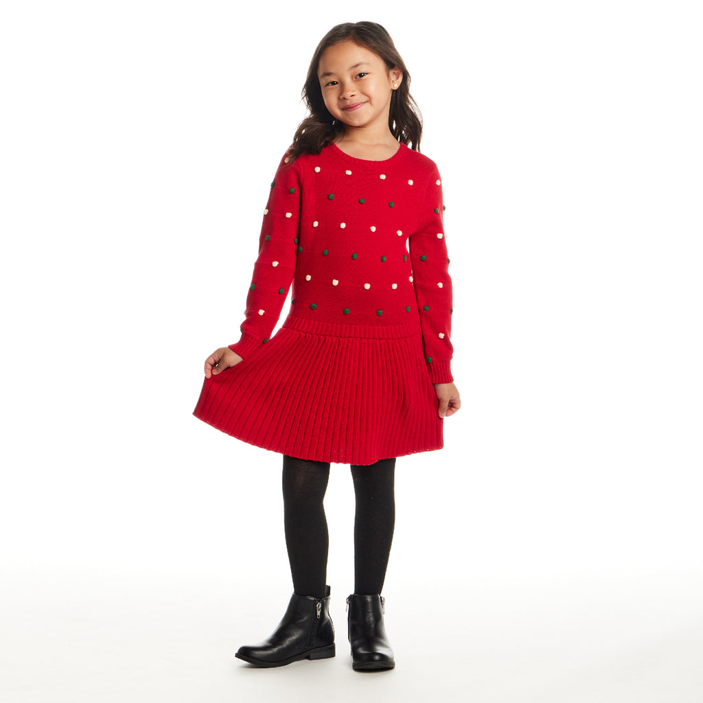 Kids (3T & 6X) Red Knit Twofer Dress | Festive Dot - Andy & Evan