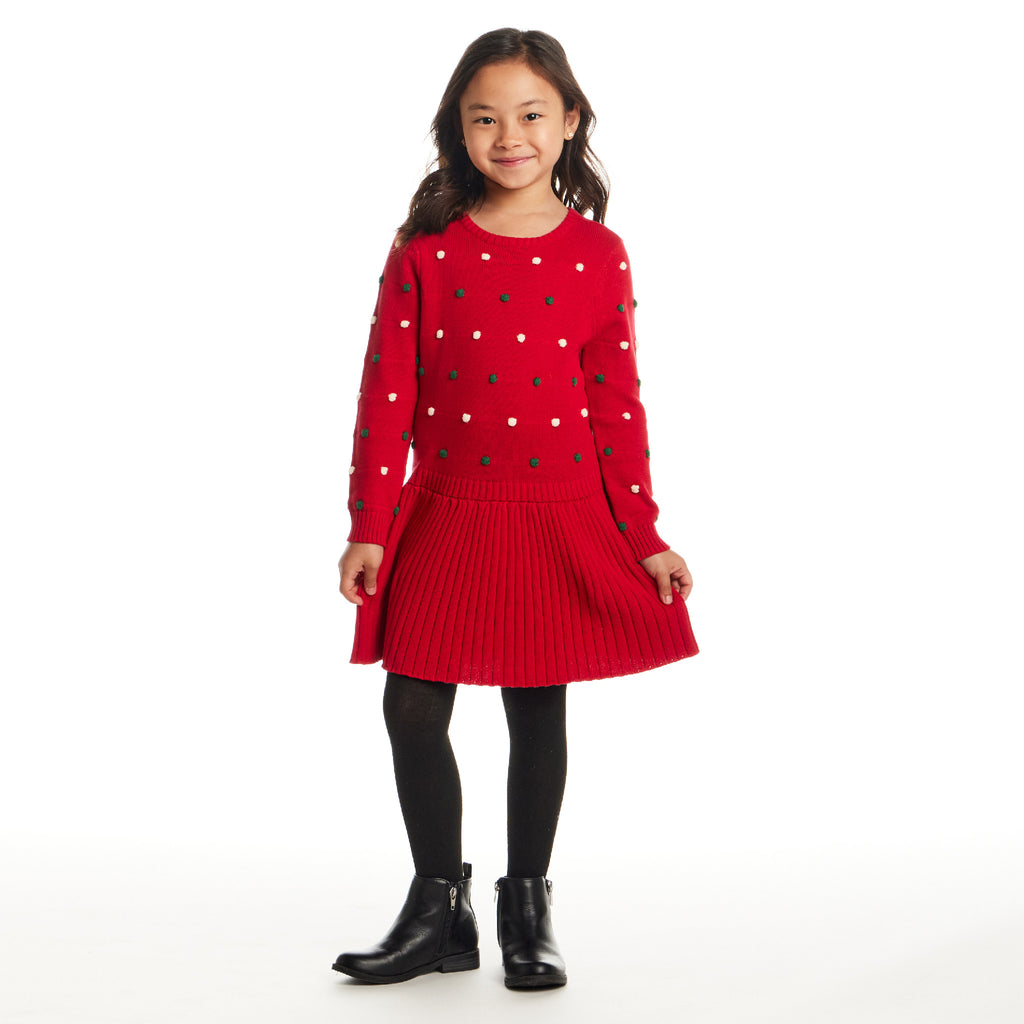 Kids (3T & 6X) Red Knit Twofer Dress | Festive Dot - Andy & Evan