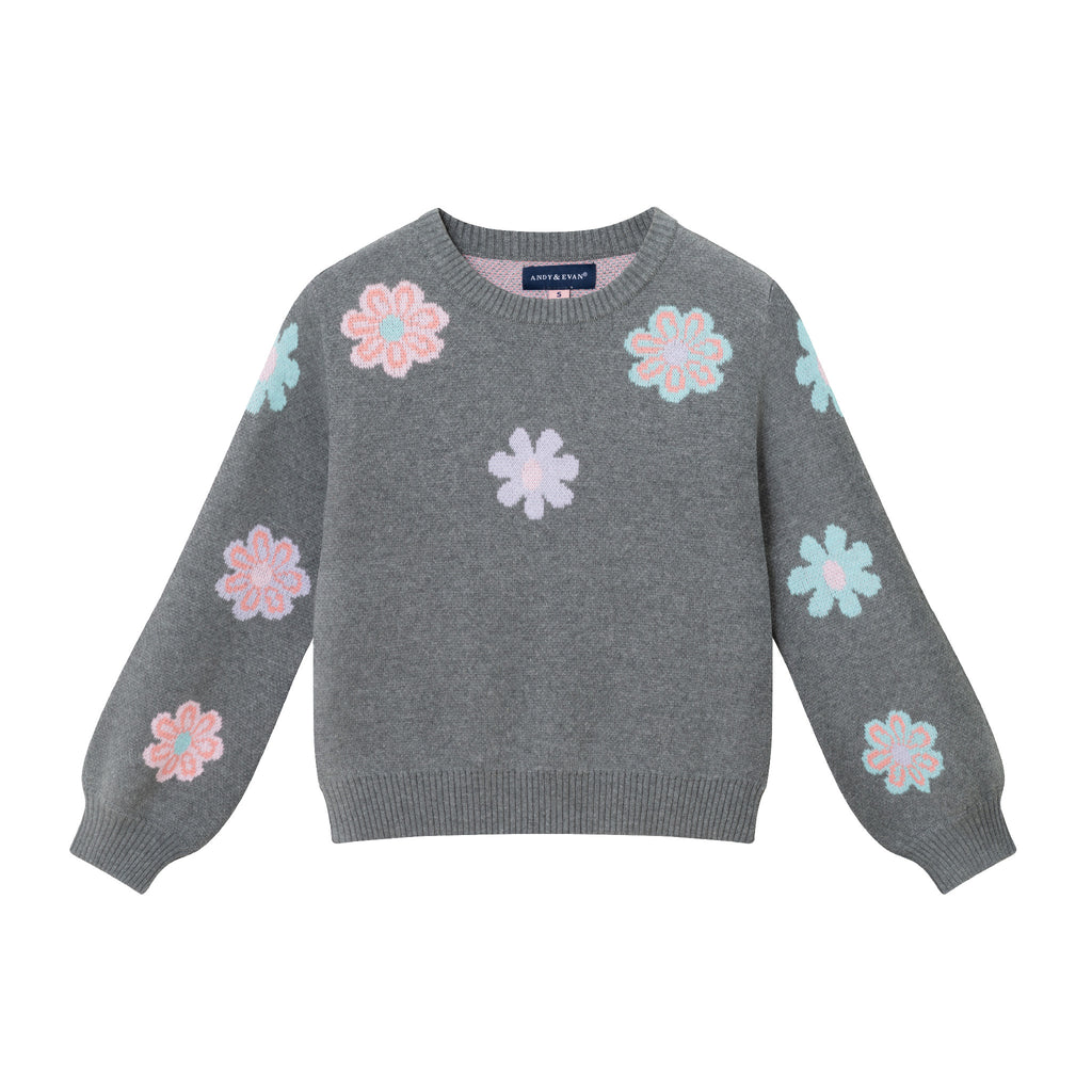 Kids Floral Sweater | Charcoal Grey - Andy & Evan