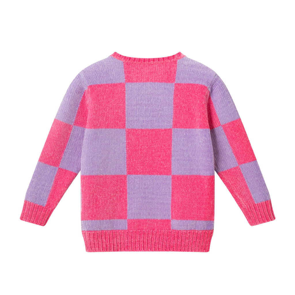 Kids Split Side Sweater | Pink Checker - Andy & Evan