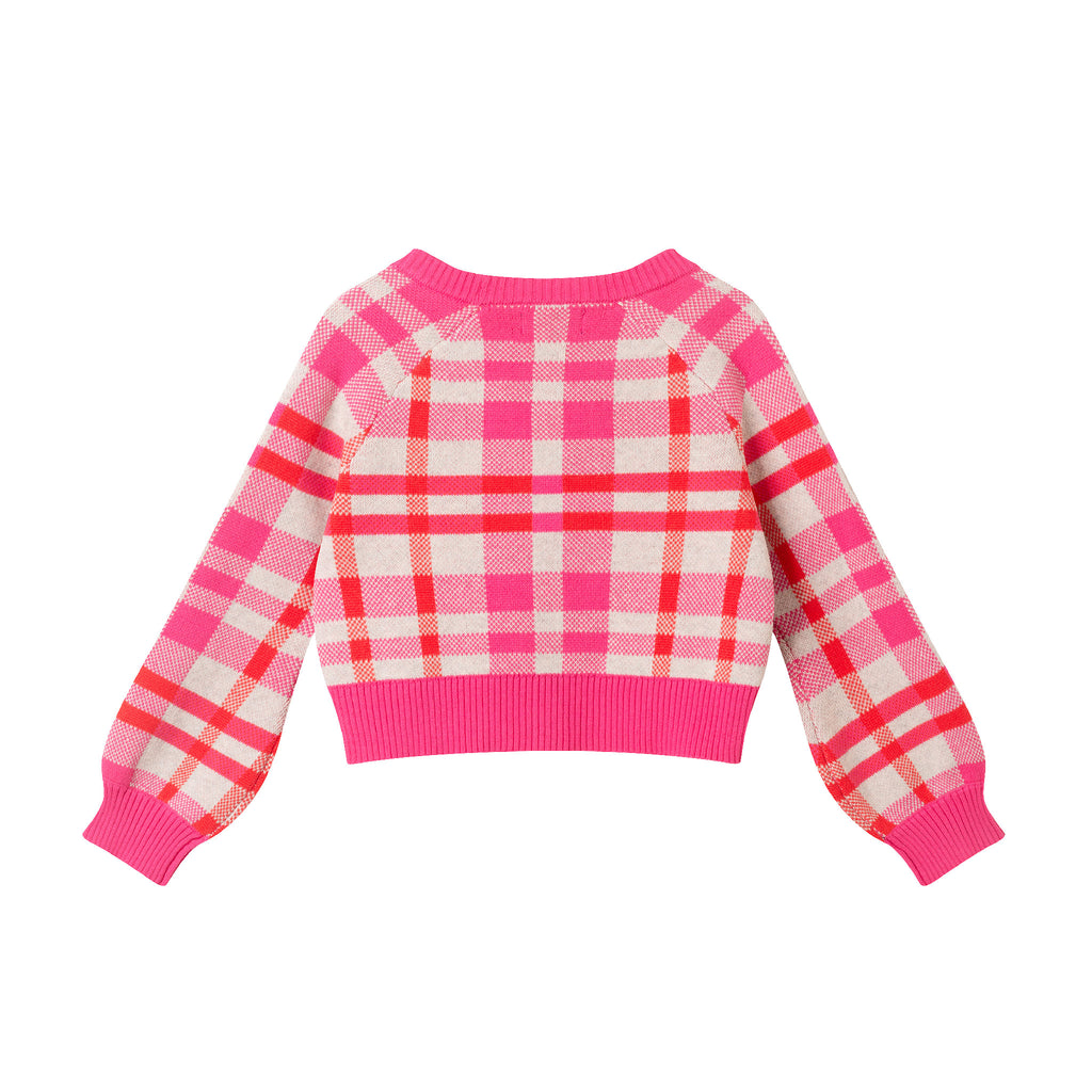 Kids Girls Cardigan | Pink Plaid - Andy & Evan