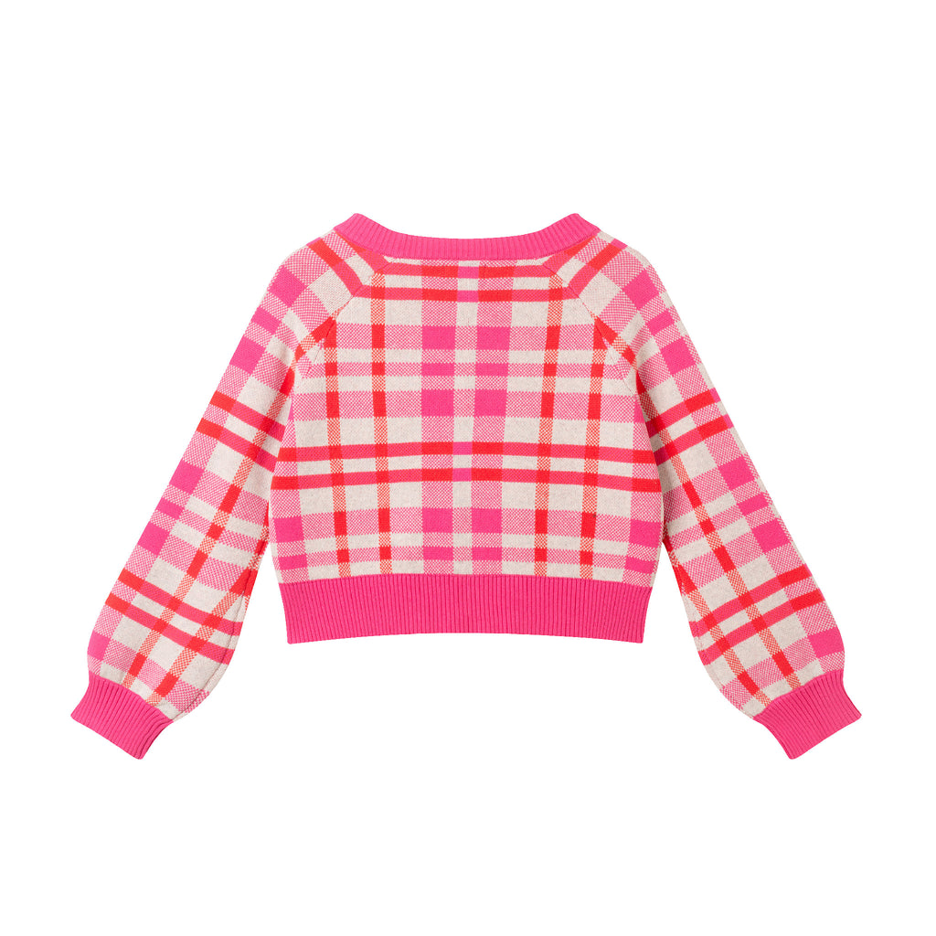 Tween (7-16) Cardigan | Pink Plaid - Andy & Evan